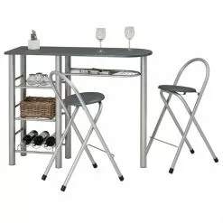 IDIMEX Bartisch STYLE Mit 2 Stühlen In Grau