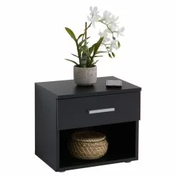 CARO-Möbel Nachttisch MARY Schwarz Mit Schublade