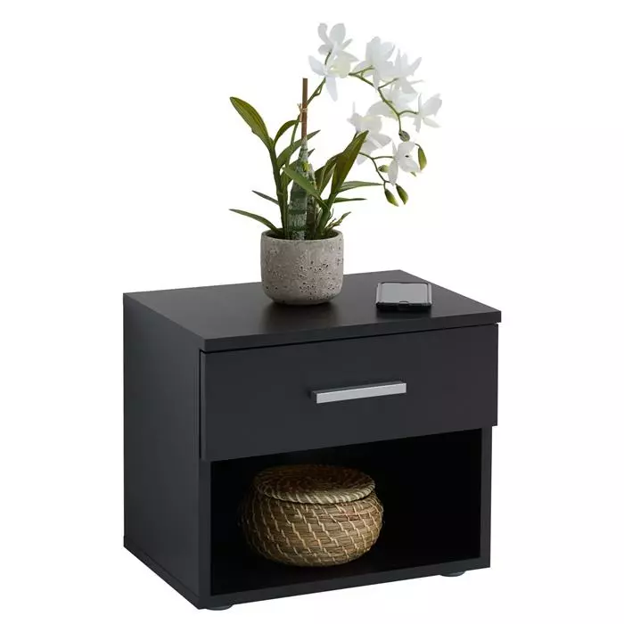 CARO-Möbel Nachttisch MARY Schwarz Mit Schublade 1 CARO-Möbel Nachttisch MARY Schwarz Mit Schublade