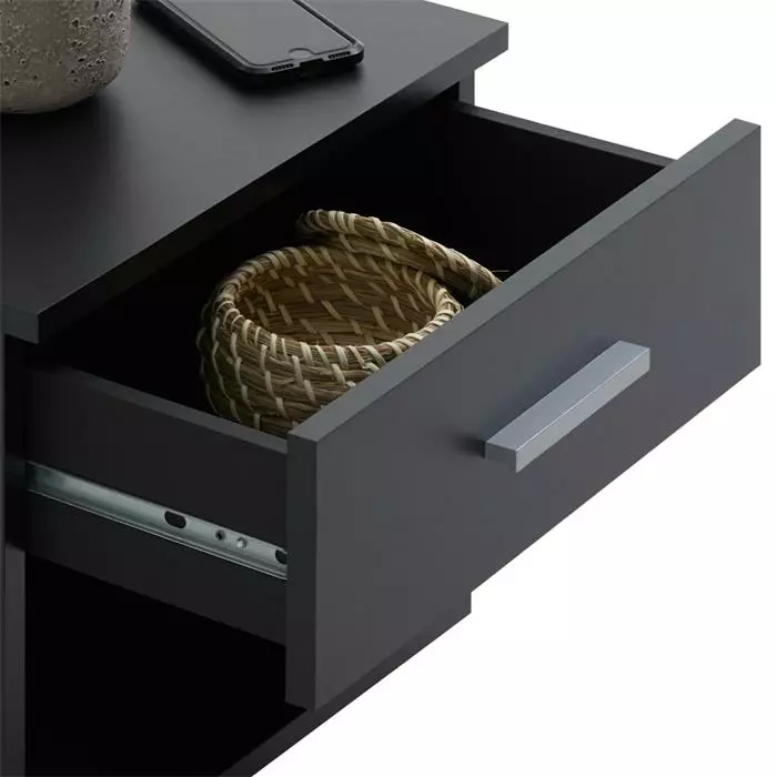 CARO-Möbel Nachttisch MARY Schwarz Mit Schublade 4 CARO-Möbel Nachttisch MARY Schwarz Mit Schublade – Bild 4