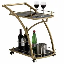 IDIMEX Servierwagen EVO In Gold Mit Schwarzem Glas
