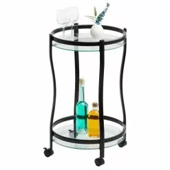 IDIMEX Servierwagen VEGA In Schwarz/Klarglas