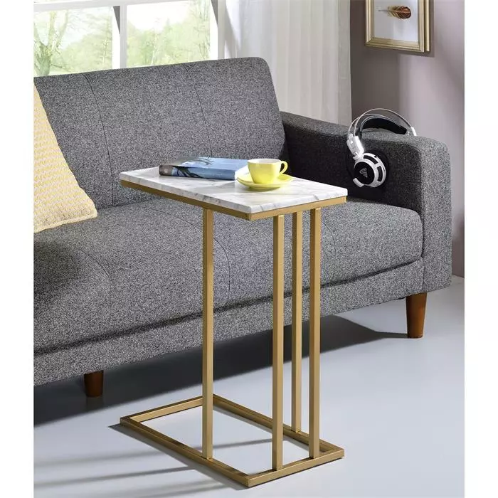 IDIMEX Beistelltisch CARLOTA Rechteckig Gold/Marmor Weiß 2 IDIMEX Beistelltisch CARLOTA Rechteckig Gold/Marmor Weiß – Bild 2