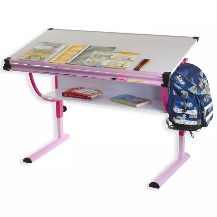 IDIMEX Kinderschreibtisch CARINA Weiß/rosa, Neigbar Und Höhenverstellbar 1 IDIMEX Kinderschreibtisch CARINA Weiß/rosa, Neigbar Und Höhenverstellbar