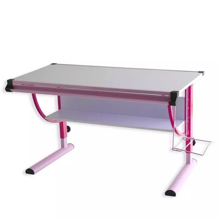 IDIMEX Kinderschreibtisch CARINA Weiß/rosa, Neigbar Und Höhenverstellbar 2 IDIMEX Kinderschreibtisch CARINA Weiß/rosa, Neigbar Und Höhenverstellbar – Bild 2