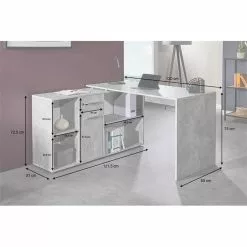 IDIMEX Eckschreibtisch CARMEN Mit Regalteil, Betonoptik -Sideboards Verkäufe 14705 A10