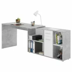 CARO-Möbel Eckschreibtisch DIEGO Mit Regal In Betonoptik/weiß -Sideboards Verkäufe 14712 2 N1