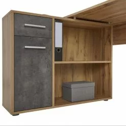 IDIMEX Eckschreibtisch ISOTTA Mit Regal In Wildeiche/Beton Dunkel -Sideboards Verkäufe 14715 4 N
