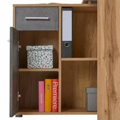 IDIMEX Eckschreibtisch ISOTTA Mit Regal In Wildeiche/Beton Dunkel -Sideboards Verkäufe 14715 5 N