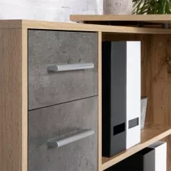 IDIMEX Eckschreibtisch ISOTTA Mit Regal In Wildeiche/Beton Dunkel -Sideboards Verkäufe 14715 A5 N1