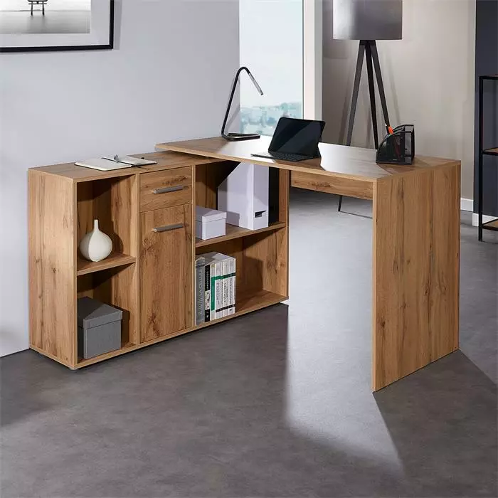 CARO-Möbel Eckschreibtisch DIEGO Mit Regal In Wotan Eiche 2 CARO-Möbel Eckschreibtisch DIEGO Mit Regal In Wotan Eiche – Bild 2