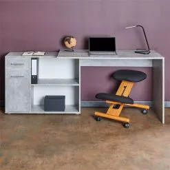 IDIMEX Eckschreibtisch ISOTTA Mit Regal In Betonoptik -Sideboards Verkäufe 14729 A0 3N