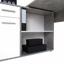 IDIMEX Eckschreibtisch ISOTTA Mit Regal In Betonoptik/weiß -Sideboards Verkäufe 14738 4 N