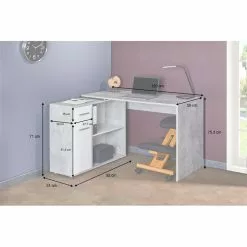 IDIMEX Eckschreibtisch ISOTTA Mit Regal In Betonoptik/weiß -Sideboards Verkäufe 14738 A10