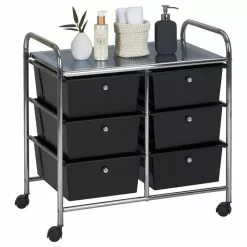 IDIMEX Rollcontainer GINA, 6 Schubladen Schwarz/chrom