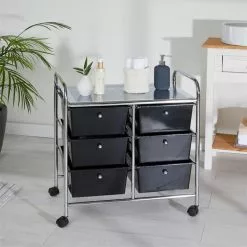 IDIMEX Rollcontainer GINA, 6 Schubladen Schwarz/chrom -Sideboards Verkäufe 16017 A0 N