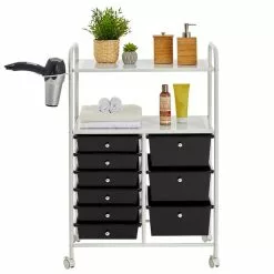 IDIMEX Badezimmerwagen MARITA Friseurwagen Mit 9 Schubladen, Weiß/schwarz -Sideboards Verkäufe 16045 3 N