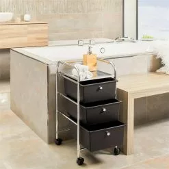 IDIMEX Rollcontainer GINA Mit 3 Schubladen Chrom/schwarz -Sideboards Verkäufe 16066 A0 3N