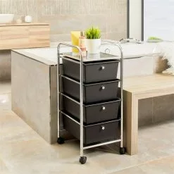 IDIMEX Rollcontainer GINA Mit 4 Schubladen In Chrom/schwarz -Sideboards Verkäufe 16067 A0 1N