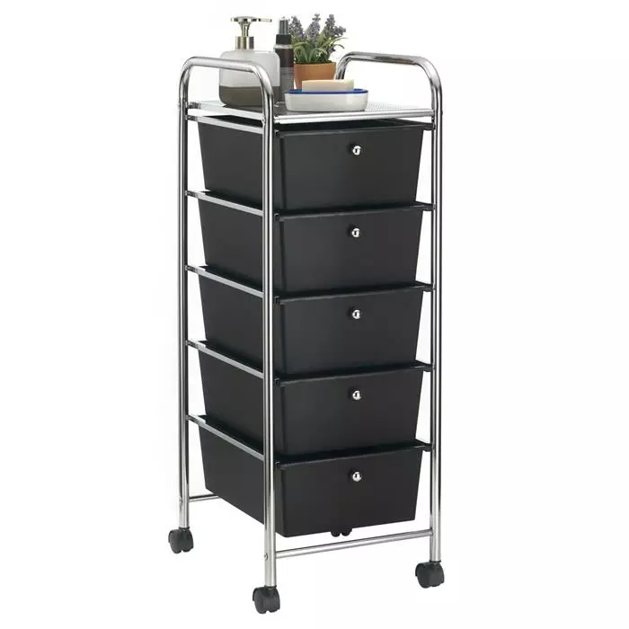 IDIMEX Rollcontainer GINA Mit 5 Schubladen In Chrom/schwarz 1 IDIMEX Rollcontainer GINA Mit 5 Schubladen In Chrom/schwarz