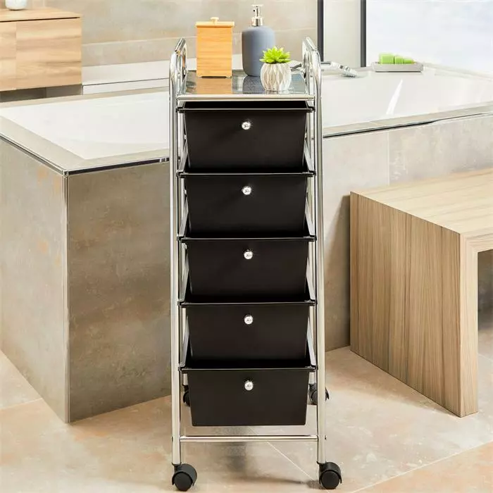 IDIMEX Rollcontainer GINA Mit 5 Schubladen In Chrom/schwarz 6 IDIMEX Rollcontainer GINA Mit 5 Schubladen In Chrom/schwarz – Bild 6