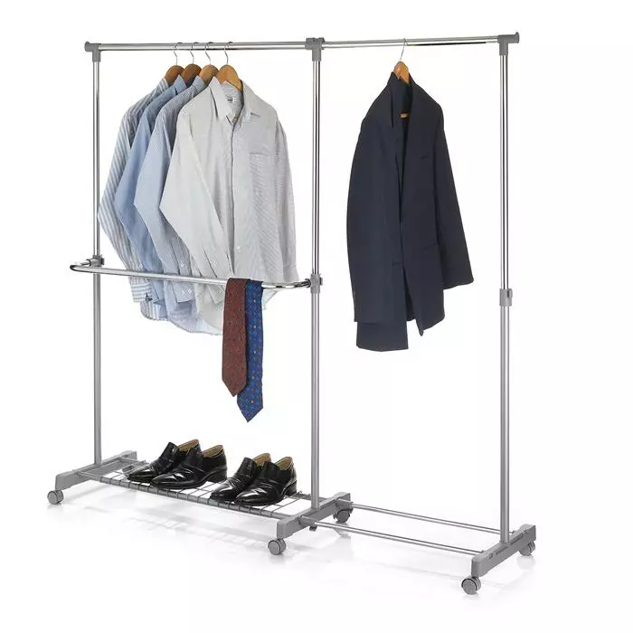 IDIMEX Rollgarderobe LONDON Chrom/grau Höhenverstellbar 1 IDIMEX Rollgarderobe LONDON Chrom/grau Höhenverstellbar