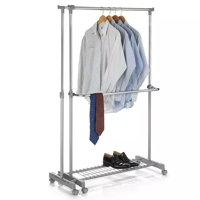 IDIMEX Rollgarderobe LONDON Chrom/grau Höhenverstellbar 3 IDIMEX Rollgarderobe LONDON Chrom/grau Höhenverstellbar – Bild 3
