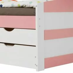 IDIMEX Bett Mit Stauraum JESSY 90x200 Cm, Mit Ausziehbett In Weiß/rosa -Sideboards Verkäufe 5053 4