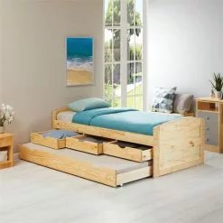 IDIMEX Bett Mit Stauraum JESSY 90x190 Cm, Mit Ausziehbett In Natur -Sideboards Verkäufe 5056 AC2