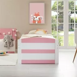 IDIMEX Bett Mit Stauraum JESSY 90x190 Cm, Mit Ausziehbett In Weiß/rosa -Sideboards Verkäufe 5057 AC1