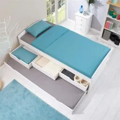 IDIMEX Bett Mit Stauraum JESSY 90x190 Cm, Mit Ausziehbett In Weiß -Sideboards Verkäufe 5058 AC5