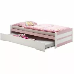 IDIMEX Ausziehbett LORENA 90x200 Cm, Kiefer In Weiß/rosa