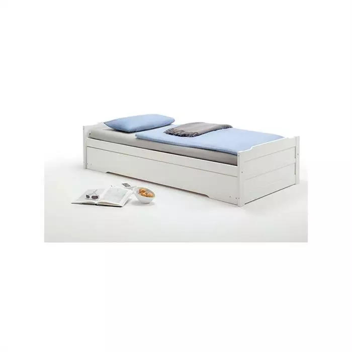 IDIMEX Ausziehbett LORENA 90x190 Cm, Kiefer In Weiß 2 IDIMEX Ausziehbett LORENA 90x190 Cm, Kiefer In Weiß – Bild 2