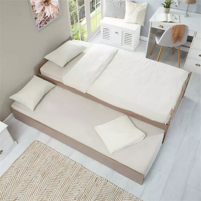 IDIMEX Ausziehbett LORENA 90x190 Cm, Kiefer Massiv In Taupe 5 IDIMEX Ausziehbett LORENA 90x190 Cm, Kiefer Massiv In Taupe – Bild 5