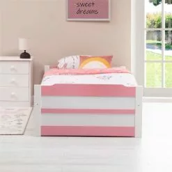 IDIMEX Ausziehbett LORENA 90x190 Cm, Kiefer In Weiß/rosa 10 IDIMEX Ausziehbett LORENA 90x190 Cm, Kiefer In Weiß/rosa -Sideboards Verkäufe 5092 AC2