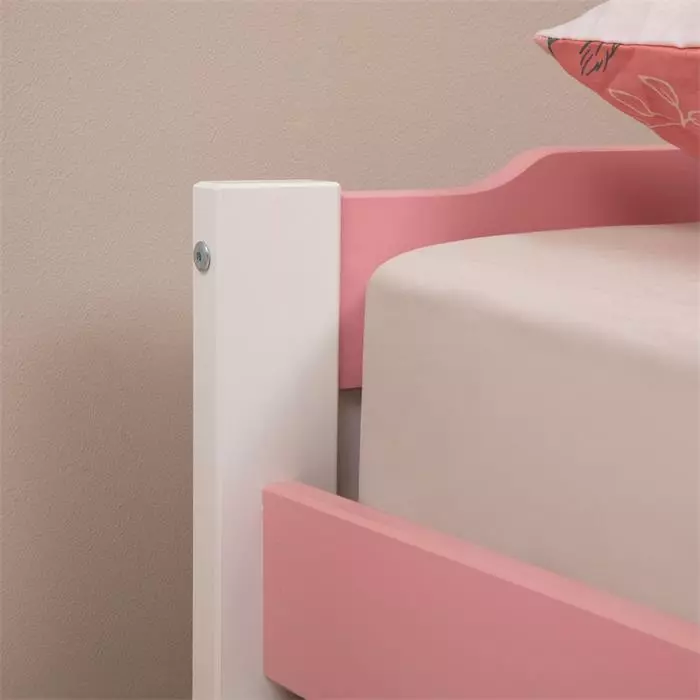 IDIMEX Ausziehbett LORENA 90x190 Cm, Kiefer In Weiß/rosa 4 IDIMEX Ausziehbett LORENA 90x190 Cm, Kiefer In Weiß/rosa – Bild 4