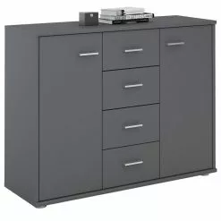CARO-Möbel Sideboard JAMIE 2 Türen, 4 Schubladen In Grau