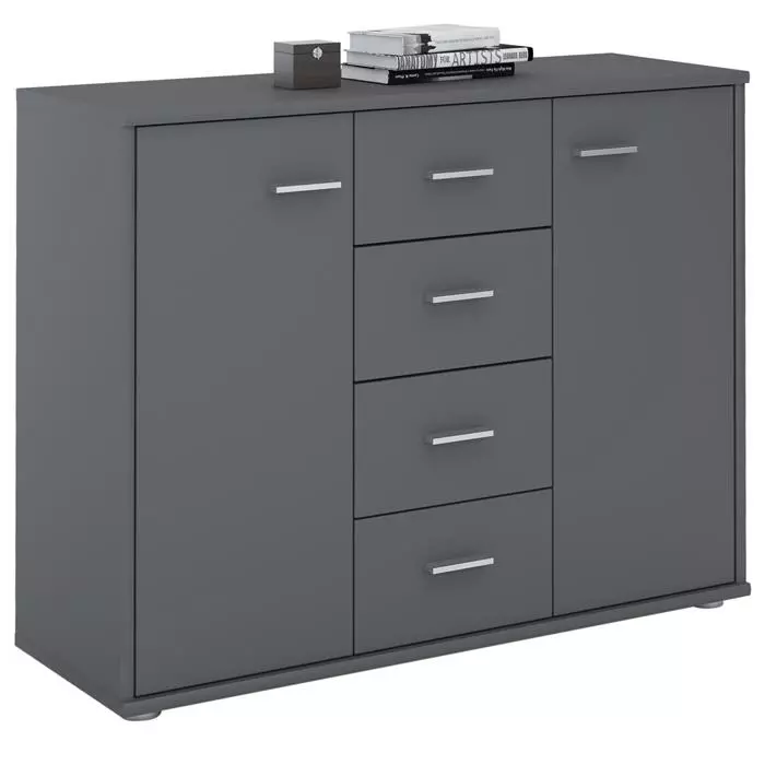 CARO-Möbel Sideboard JAMIE 2 Türen, 4 Schubladen In Grau 1 CARO-Möbel Sideboard JAMIE 2 Türen, 4 Schubladen In Grau