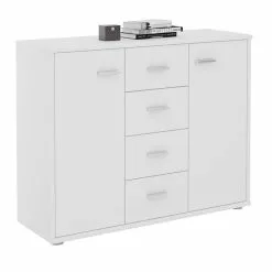 CARO-Möbel Sideboard JAMIE 2 Türen, 4 Schubladen In Weiß