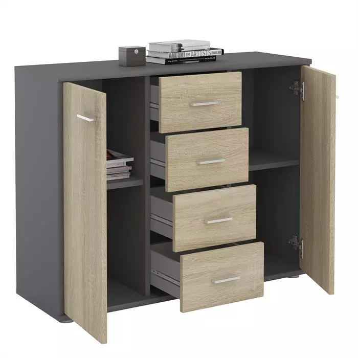 CARO-Möbel Sideboard JAMIE In Grau/Sonoma Eiche 2 CARO-Möbel Sideboard JAMIE In Grau/Sonoma Eiche – Bild 2