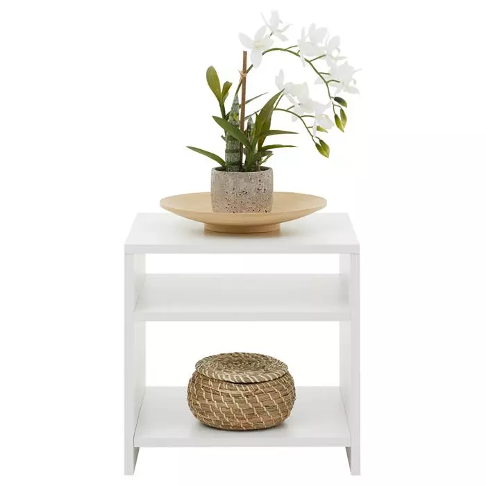 CARO-Möbel Beistelltisch ALMERIA Weiß Mit 2 Fächern 2 CARO-Möbel Beistelltisch ALMERIA Weiß Mit 2 Fächern – Bild 2