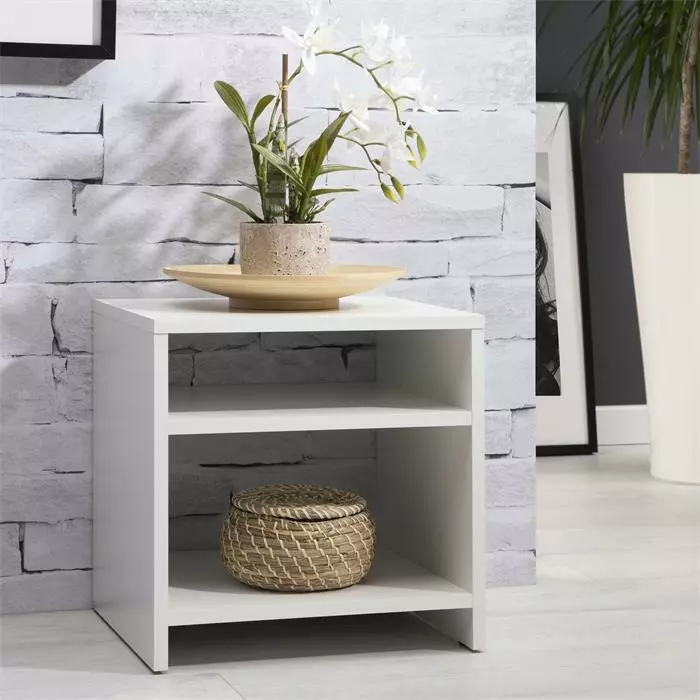 CARO-Möbel Beistelltisch ALMERIA Weiß Mit 2 Fächern 3 CARO-Möbel Beistelltisch ALMERIA Weiß Mit 2 Fächern – Bild 3