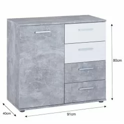 CARO-Möbel Kommode CHICAGO Betonoptik/weiß, 4 Schubladen, 1 Tür 11 CARO-Möbel Kommode CHICAGO Betonoptik/weiß, 4 Schubladen, 1 Tür -Sideboards Verkäufe 51162 8