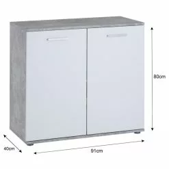CARO-Möbel Kommode CHICAGO Mit 2 Türen In Betonoptik/weiß -Sideboards Verkäufe 51163 7