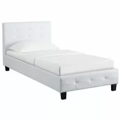 CARO-Möbel Polsterbett LIVERPOOL 90x200 Cm, Kunstleder Weiß