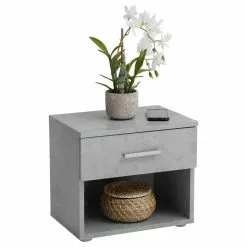CARO-Möbel Nachttisch MARY Betonoptik Mit Schublade