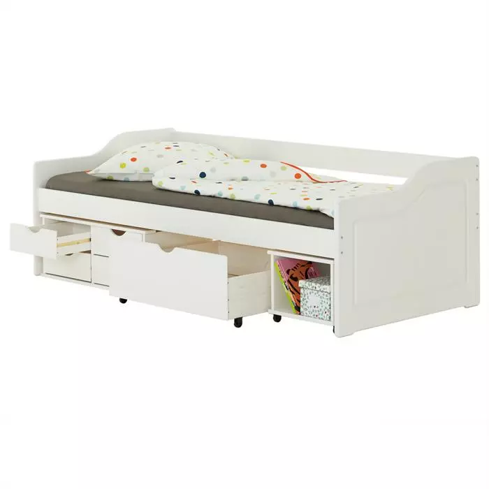 IDIMEX Bett Mit Stauraum SENTA 90x200 Cm, Kiefer Massiv In Weiß 2 IDIMEX Bett Mit Stauraum SENTA 90x200 Cm, Kiefer Massiv In Weiß – Bild 2