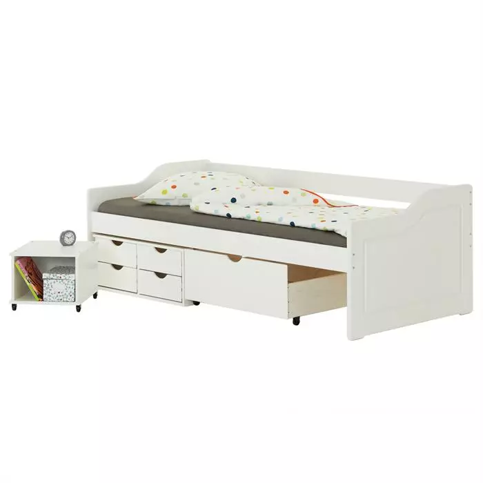 IDIMEX Bett Mit Stauraum SENTA 90x200 Cm, Kiefer Massiv In Weiß 3 IDIMEX Bett Mit Stauraum SENTA 90x200 Cm, Kiefer Massiv In Weiß – Bild 3