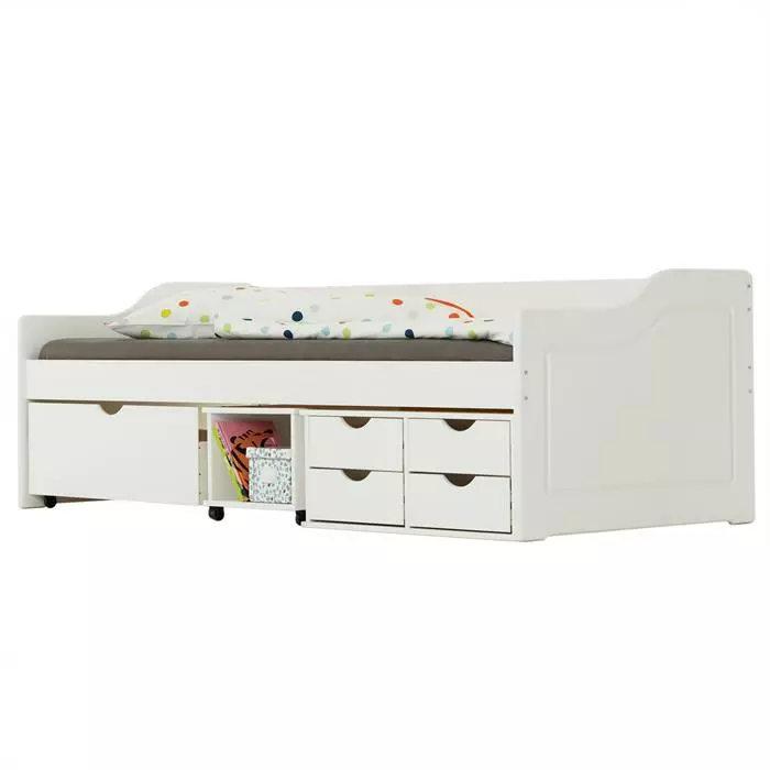 IDIMEX Bett Mit Stauraum SENTA 90x200 Cm, Kiefer Massiv In Weiß 5 IDIMEX Bett Mit Stauraum SENTA 90x200 Cm, Kiefer Massiv In Weiß – Bild 5