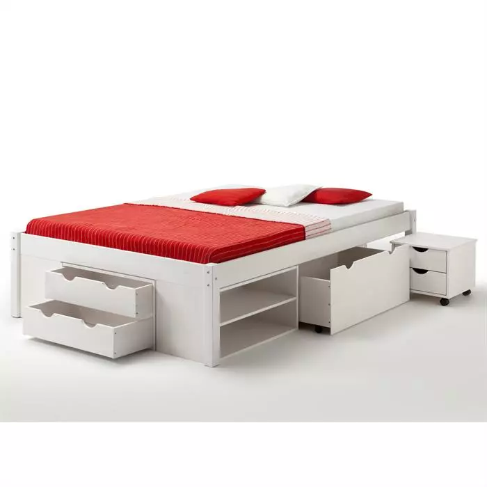 IDIMEX Bett Mit Stauraum SABRINA 140x200 Cm, Kiefer Massiv In Weiß 3 IDIMEX Bett Mit Stauraum SABRINA 140x200 Cm, Kiefer Massiv In Weiß – Bild 3